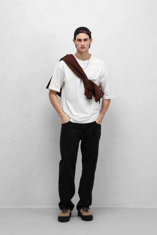 Dikiş Detaylı Relaxed Fit Jean