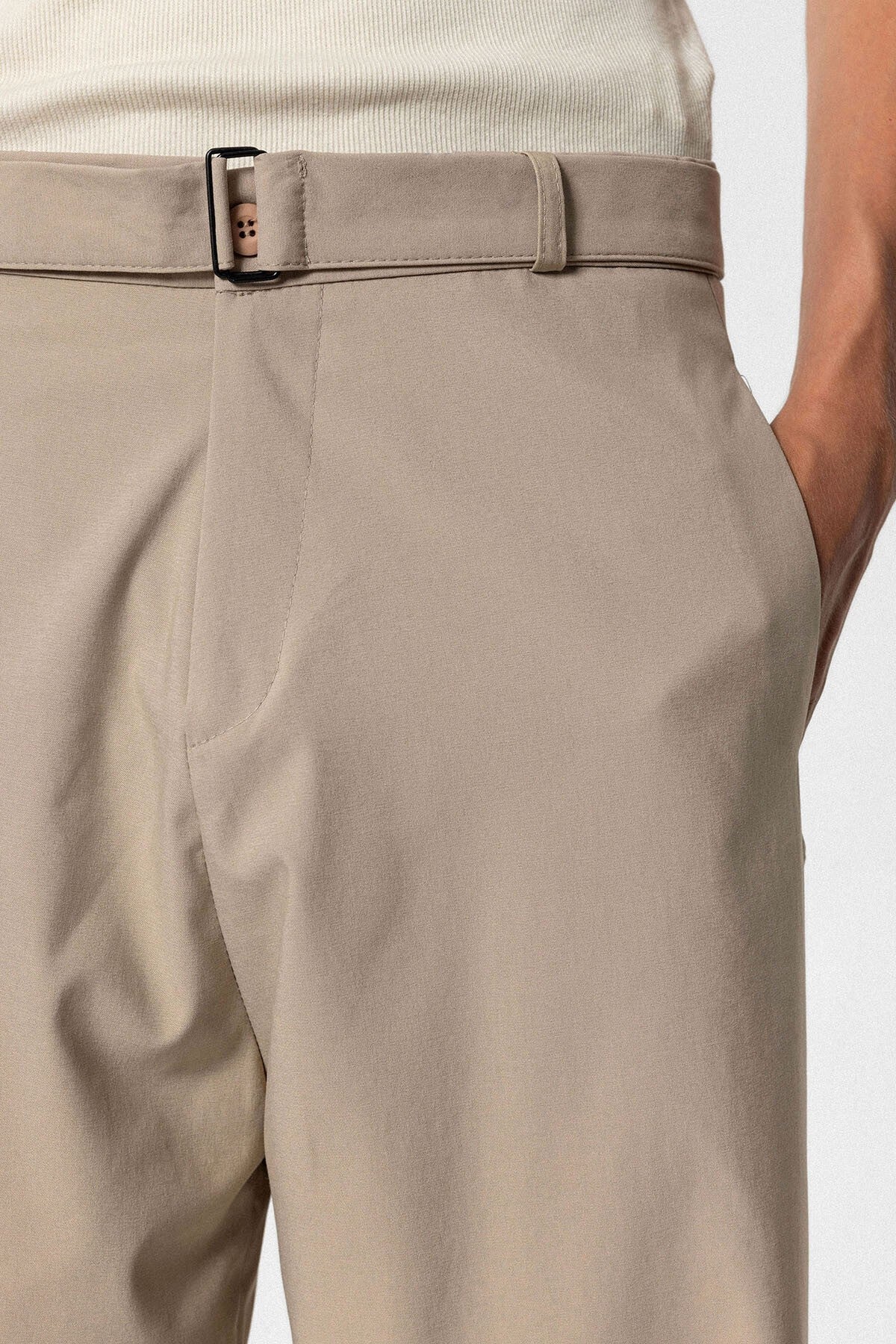 Kemerli Baggy Kumaş Pantolon