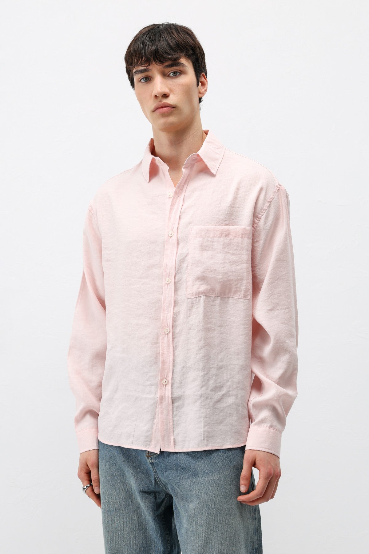 Modal Kumaş Cepli Oversize Gömlek