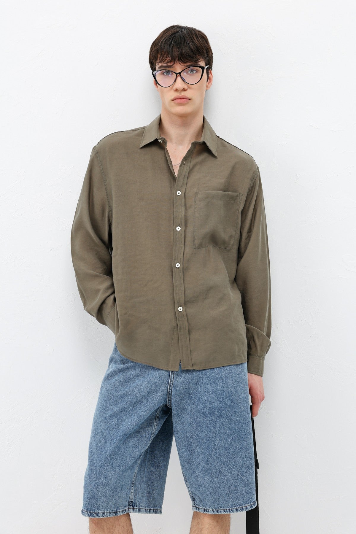 Modal Kumaş Cepli Oversize Gömlek