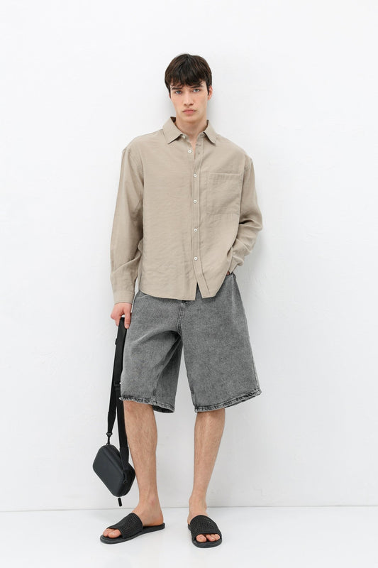 Modal Kumaş Cepli Oversize Gömlek