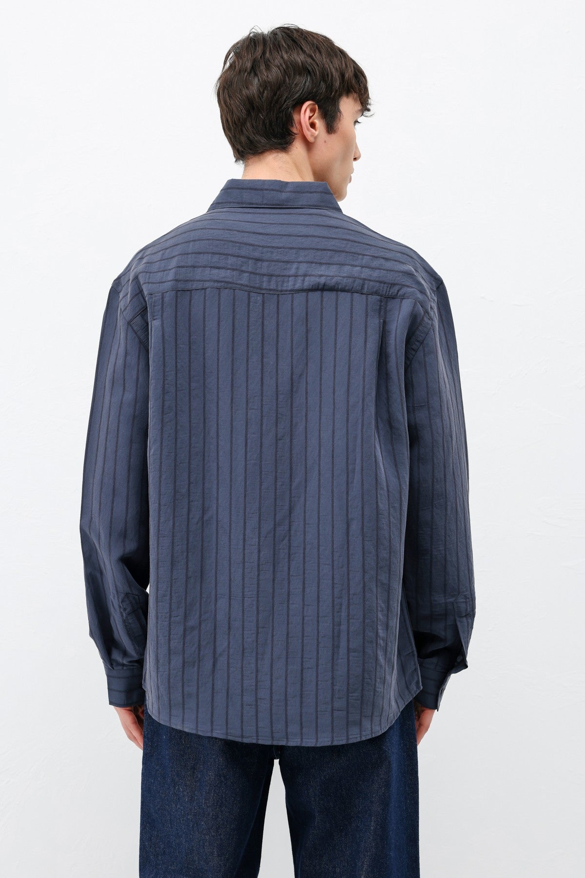 Modal Kumaş Çizgili Oversize Gömlek
