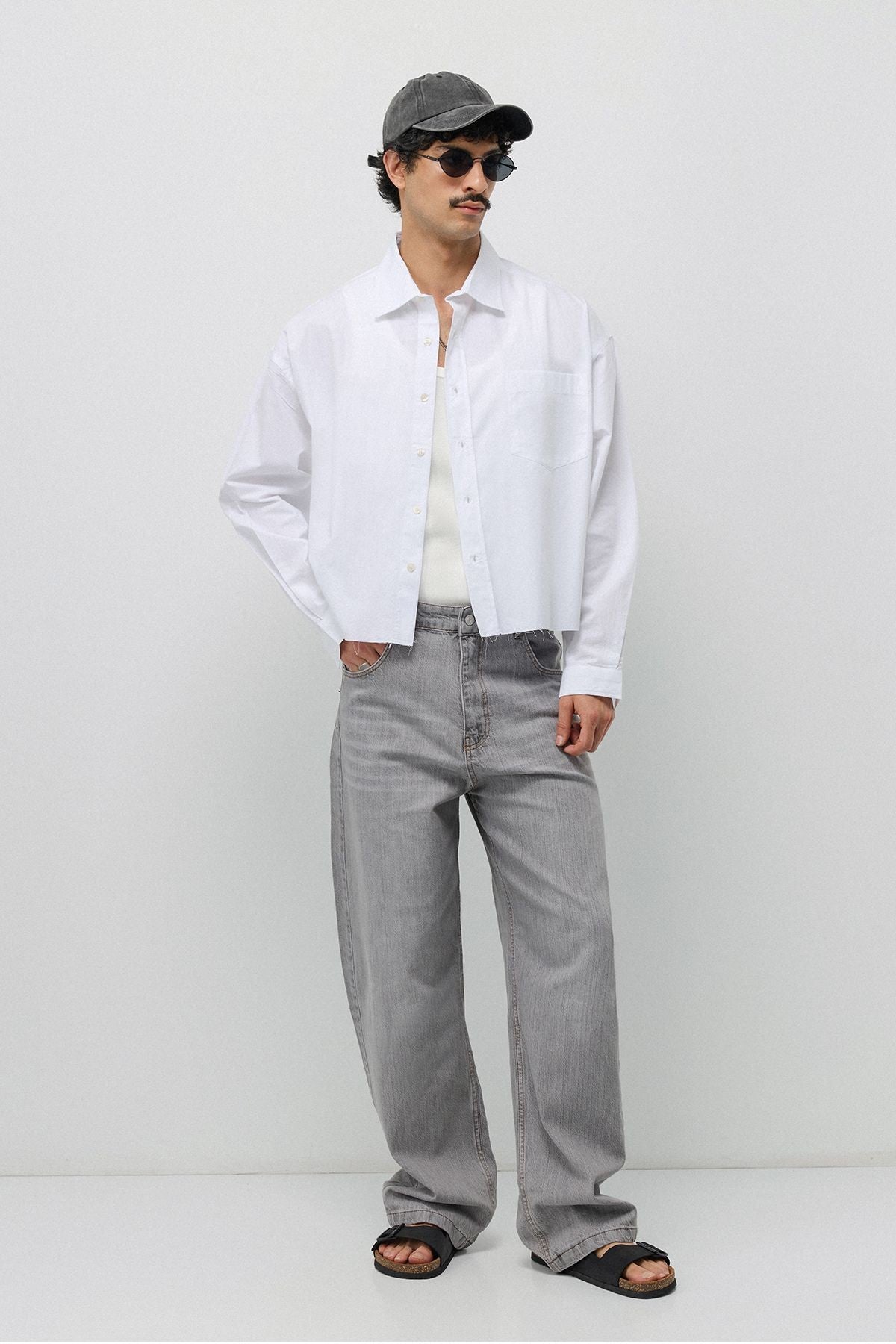 Keten Boxy Fit Crop Gömlek