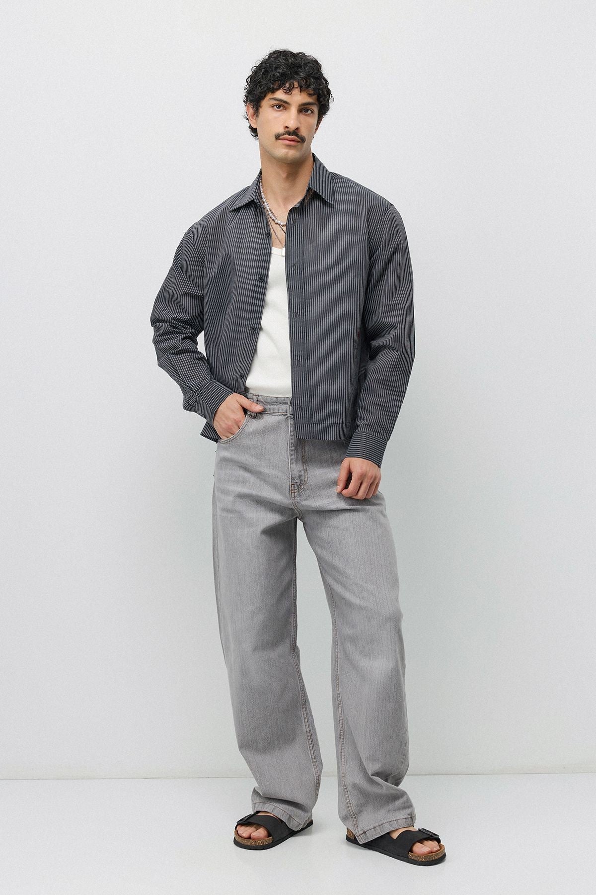 Boxy Fit Yazı Detaylı Gömlek