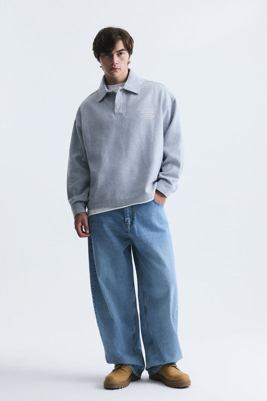 Boxy Fit Polo Yaka Sweatshirt