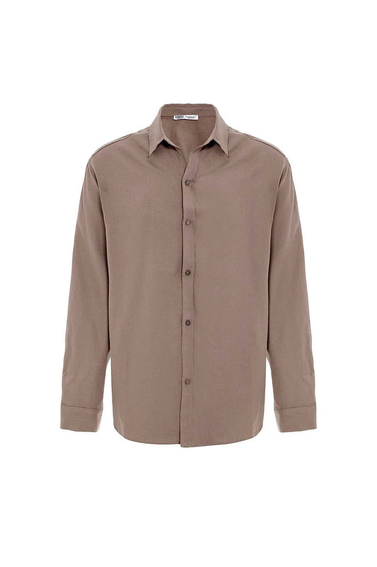 Basic Oversize Uzun Kollu Keten Gömlek