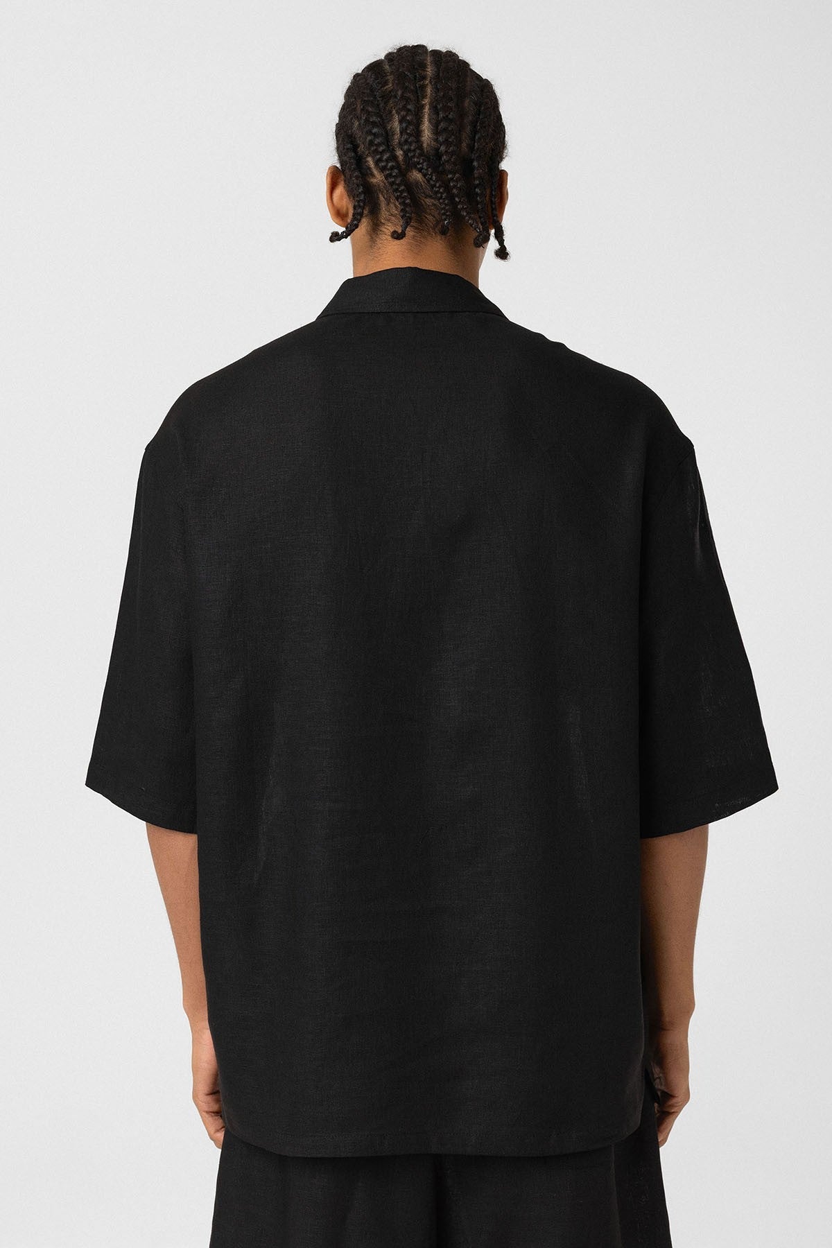 Çift Cepli Oversize Keten Gömlek