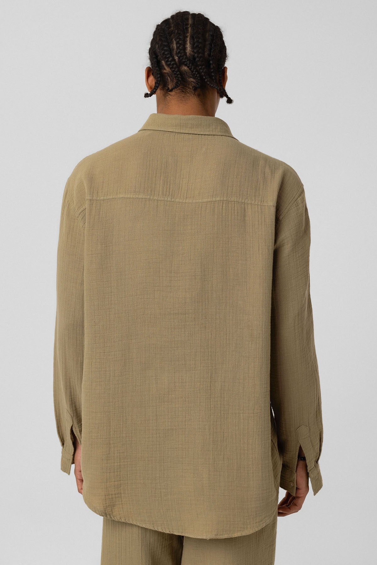 Oversize Uzun Kol Müslin Kumaş Gömlek