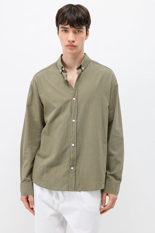 Basic Oversize Pamuk Keten Gömlek