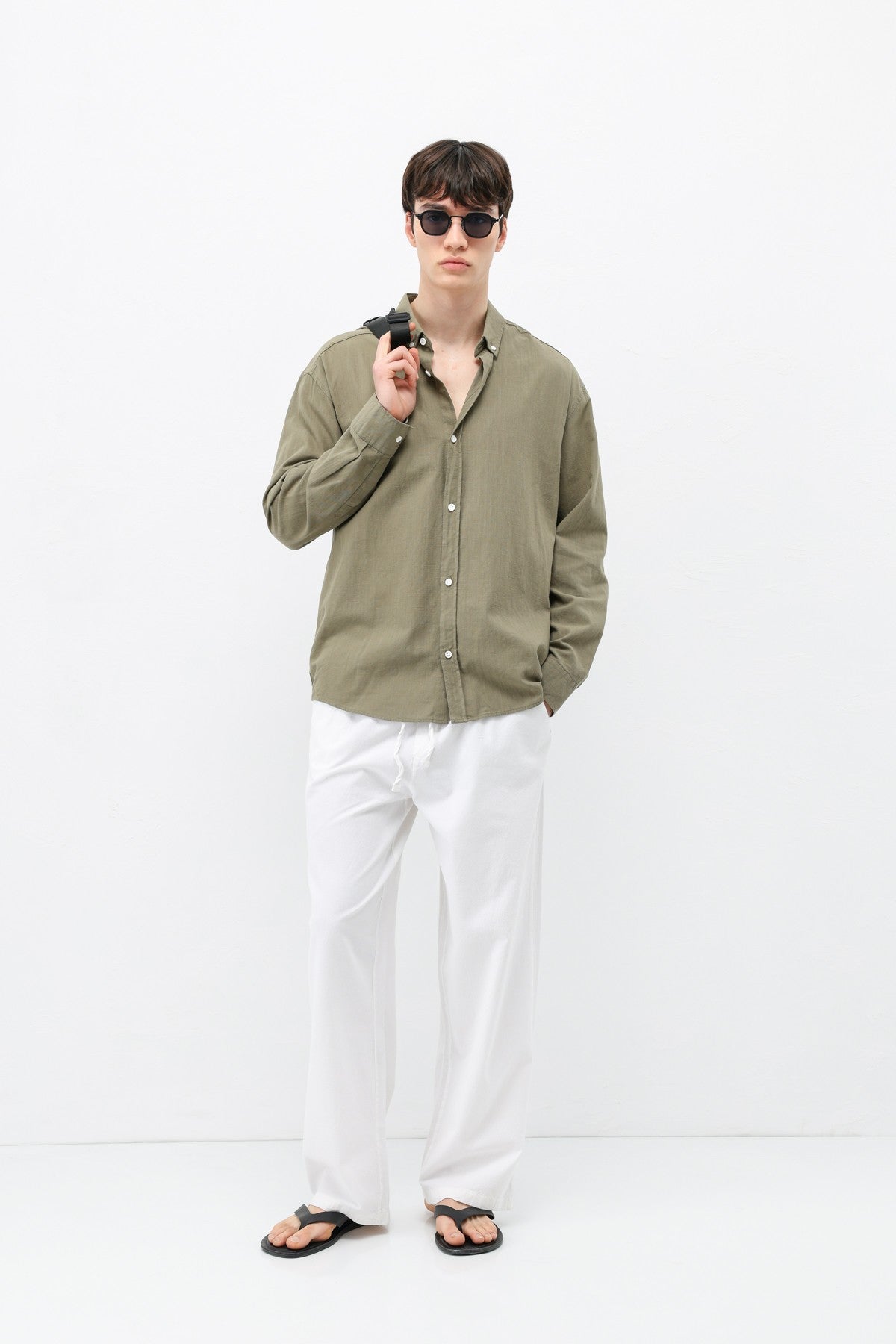 Basic Oversize Pamuk Keten Gömlek