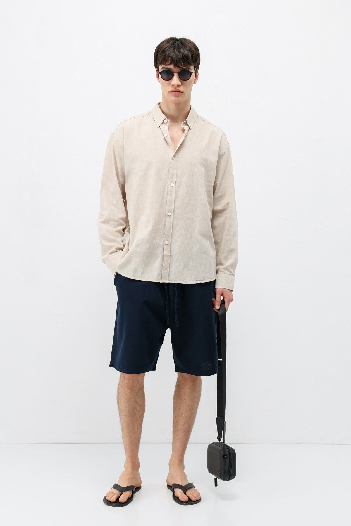 Basic Oversize Pamuk Keten Gömlek