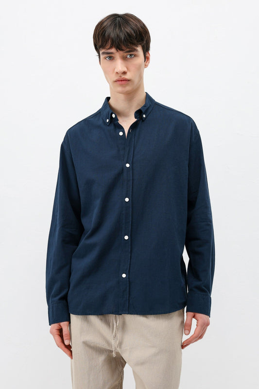Basic Oversize Pamuk Keten Gömlek