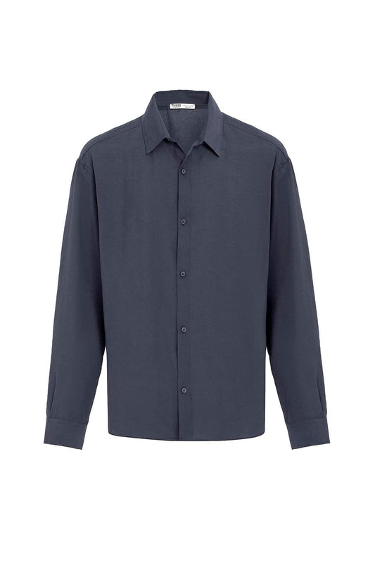 Basic Oversize Uzun Kollu Modal Karışımlı Gömlek