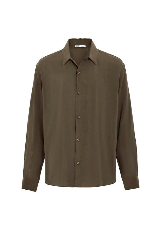 Basic Oversize Uzun Kollu Modal Karışımlı Gömlek
