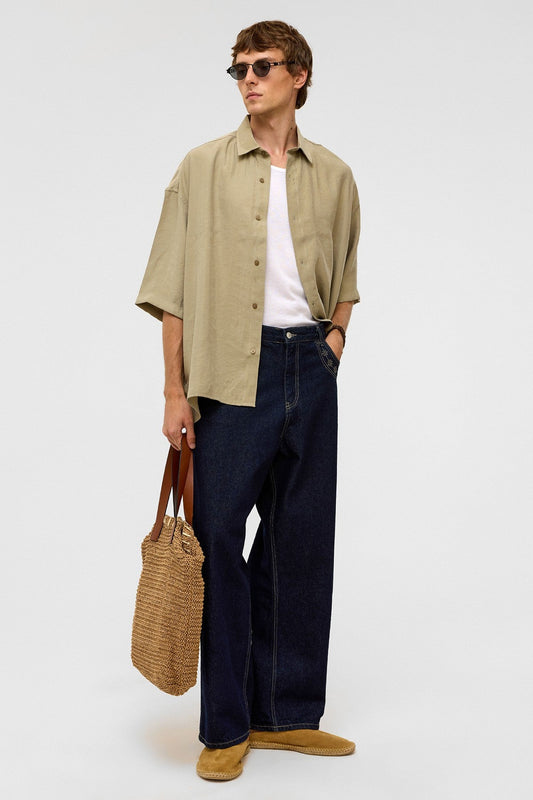 Basic Oversize Kısa Kollu Modal Gömlek