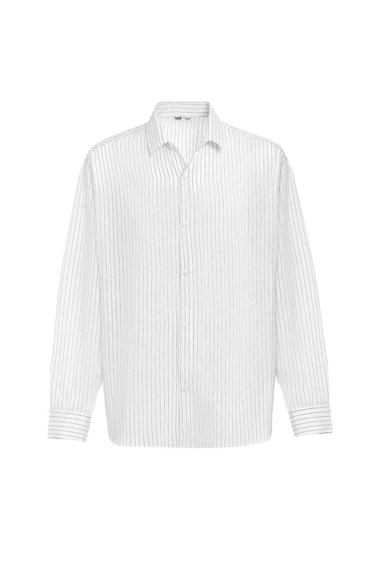 Oversize Çizgili Uzun Kollu Gömlek