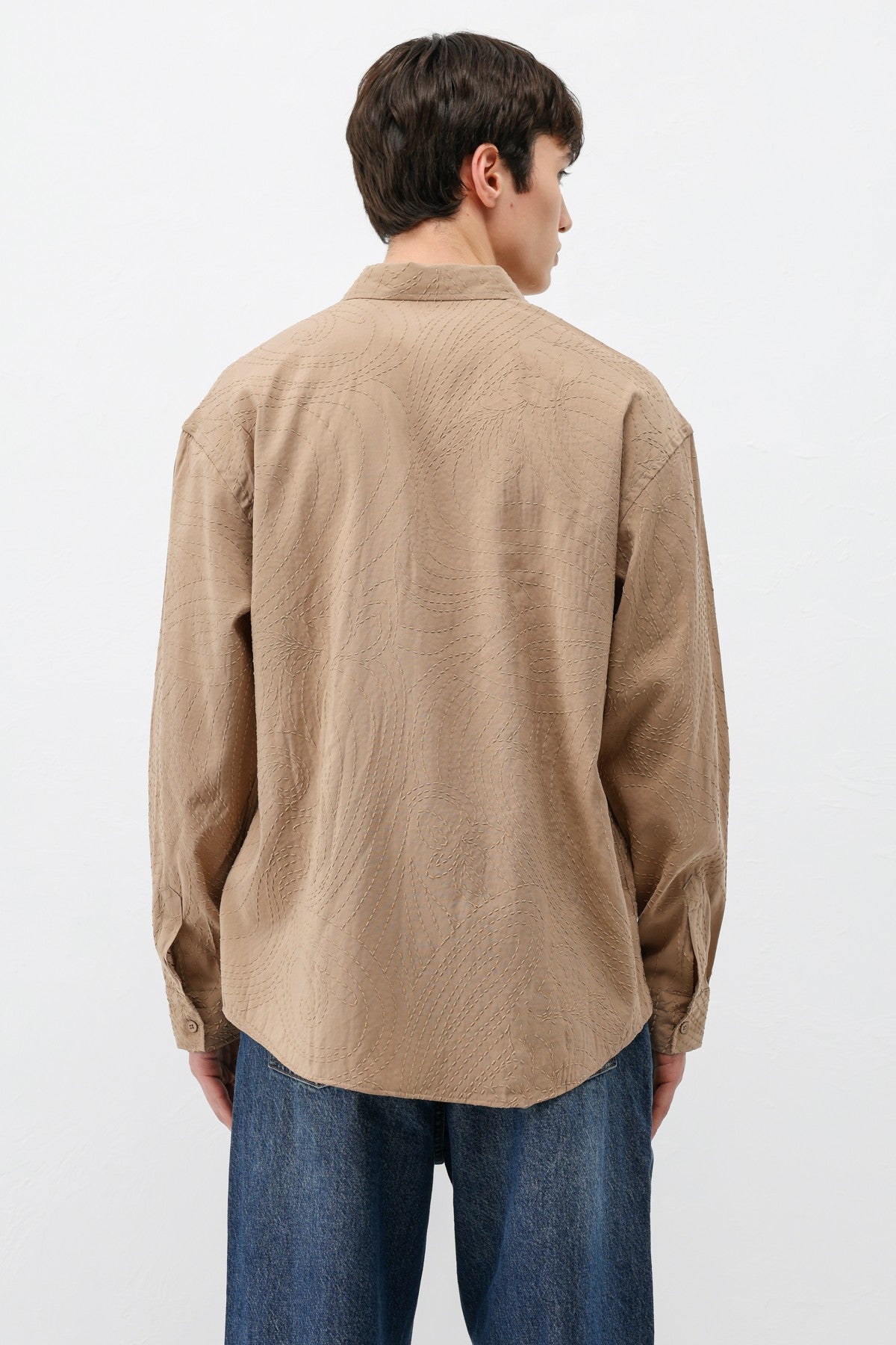 Oversize Dikiş Detaylı Gömlek