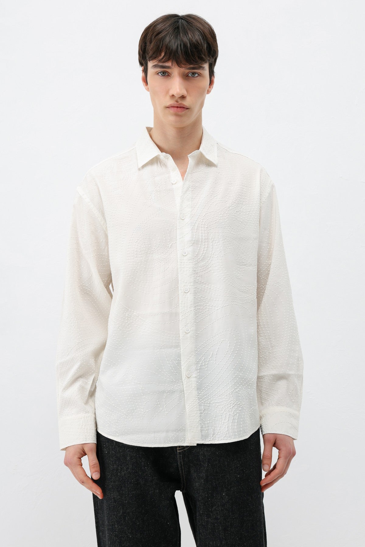 Oversize Dikiş Detaylı Gömlek