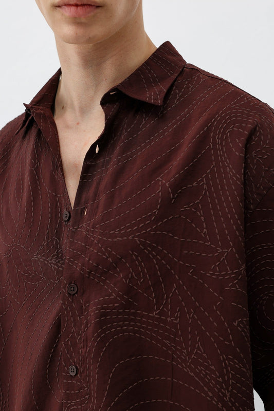 Oversize Dikiş Detaylı Gömlek