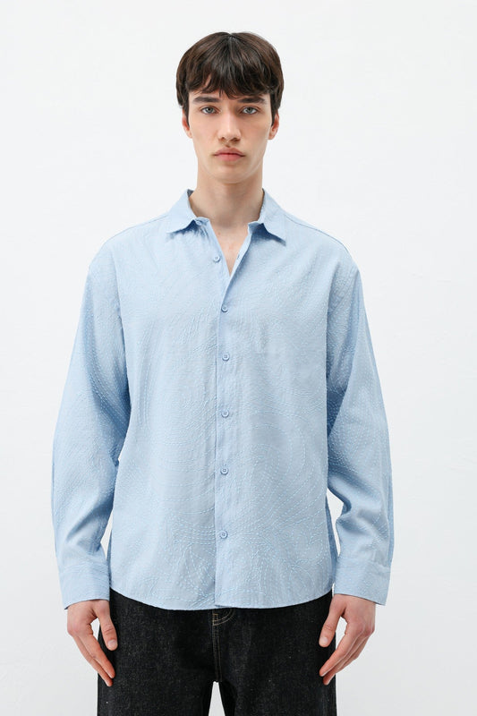 Oversize Dikiş Detaylı Gömlek