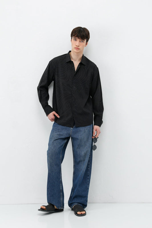 Oversize Dikiş Detaylı Gömlek