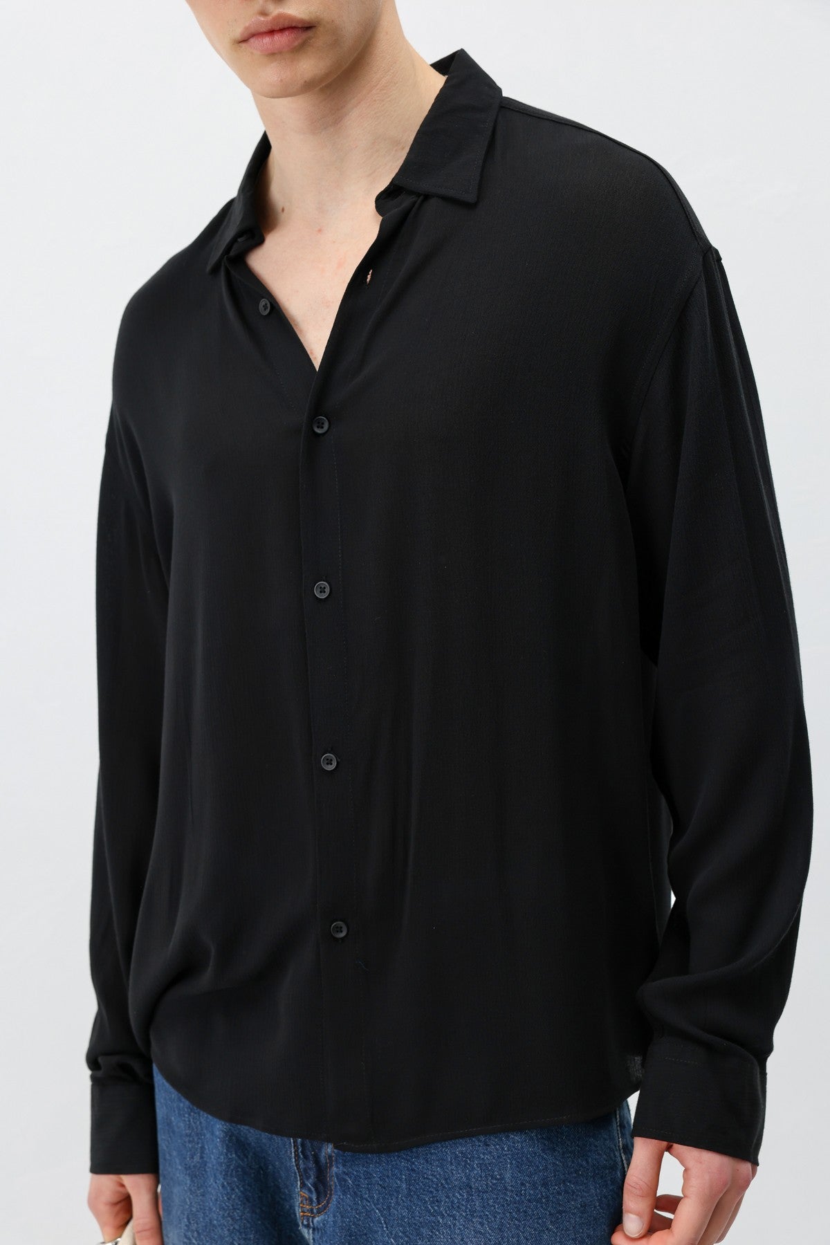 Hafif Dokulu Oversize Gömlek
