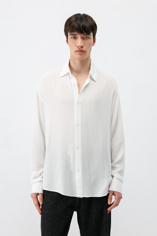 Hafif Dokulu Oversize Gömlek