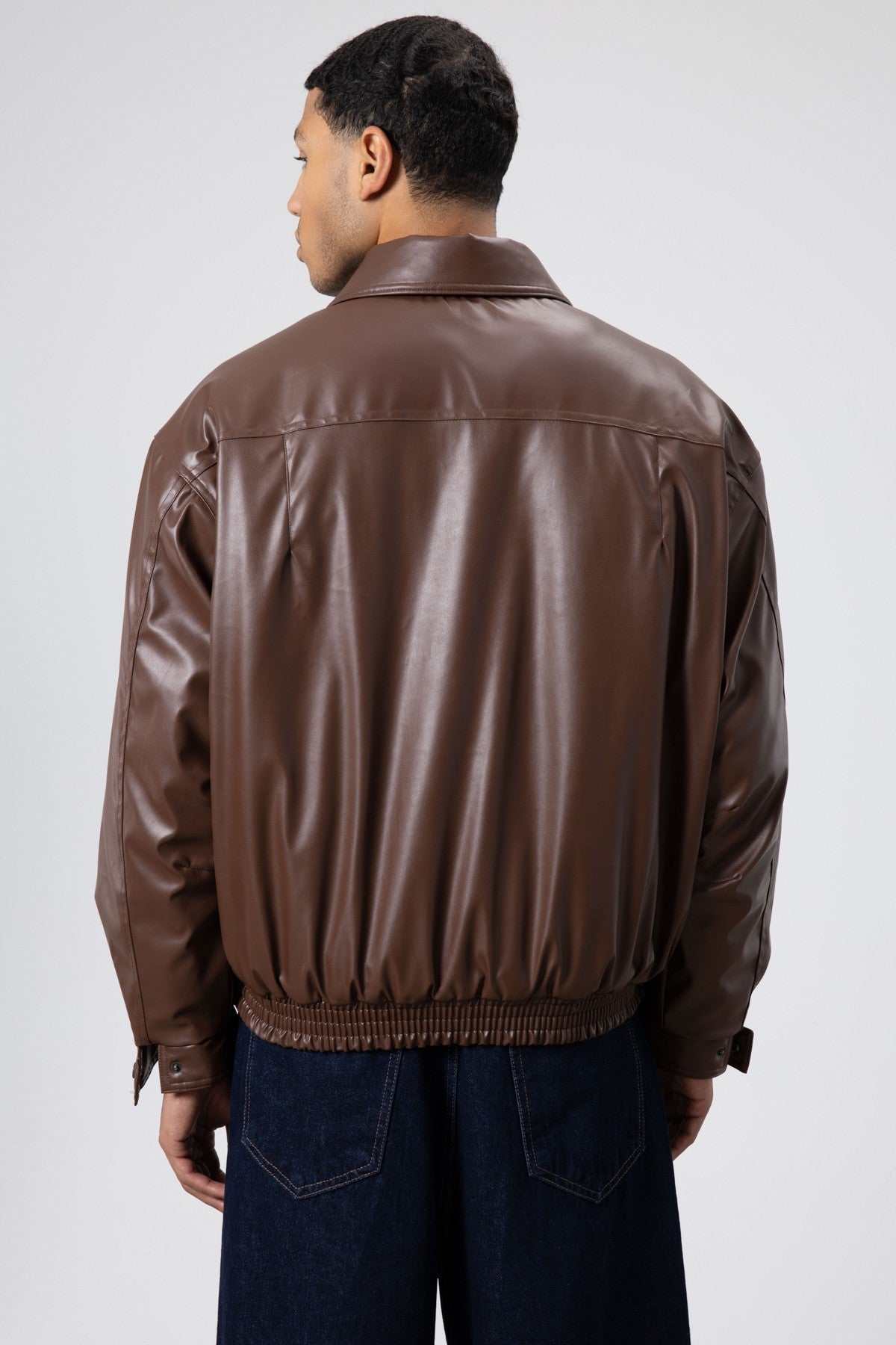 Basic Suni Deri Oversize Ceket