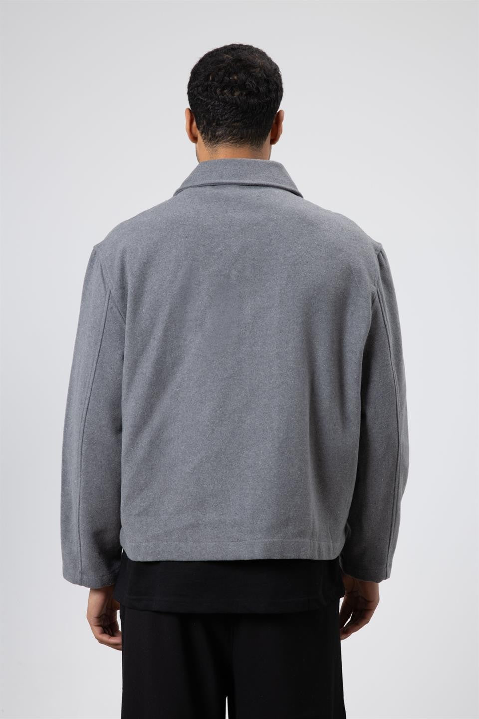 Oversize Fermuarlı Kaşe Ceket