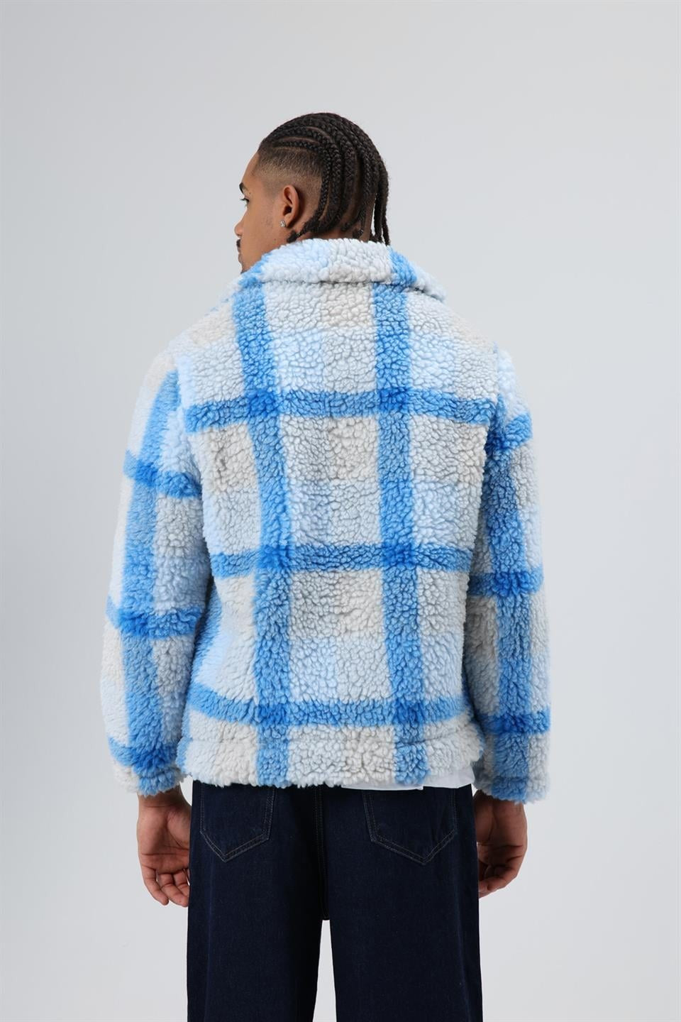 Oversize Peluş Ekose Ceket