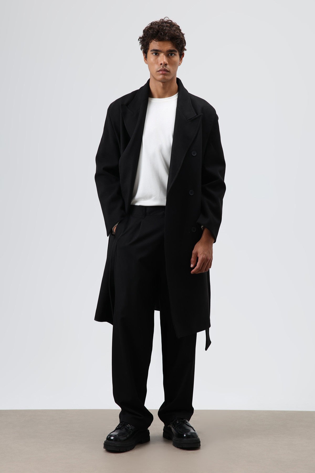 Oversize Kruvaze Kaşe Kaban