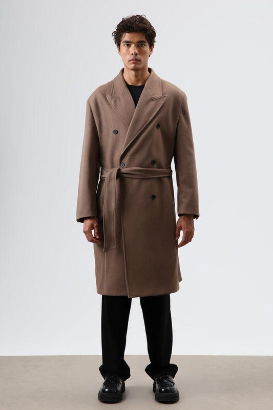 Oversize Kruvaze Kaşe Kaban