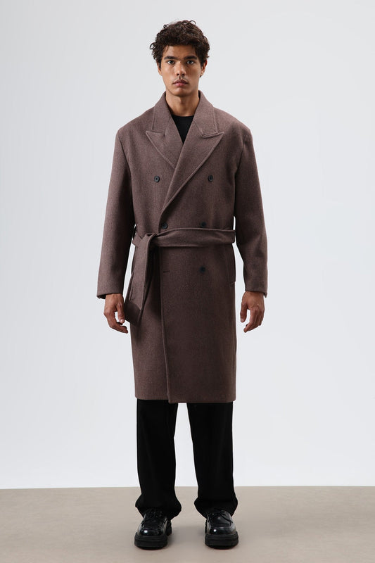 Oversize Kruvaze Kaşe Kaban