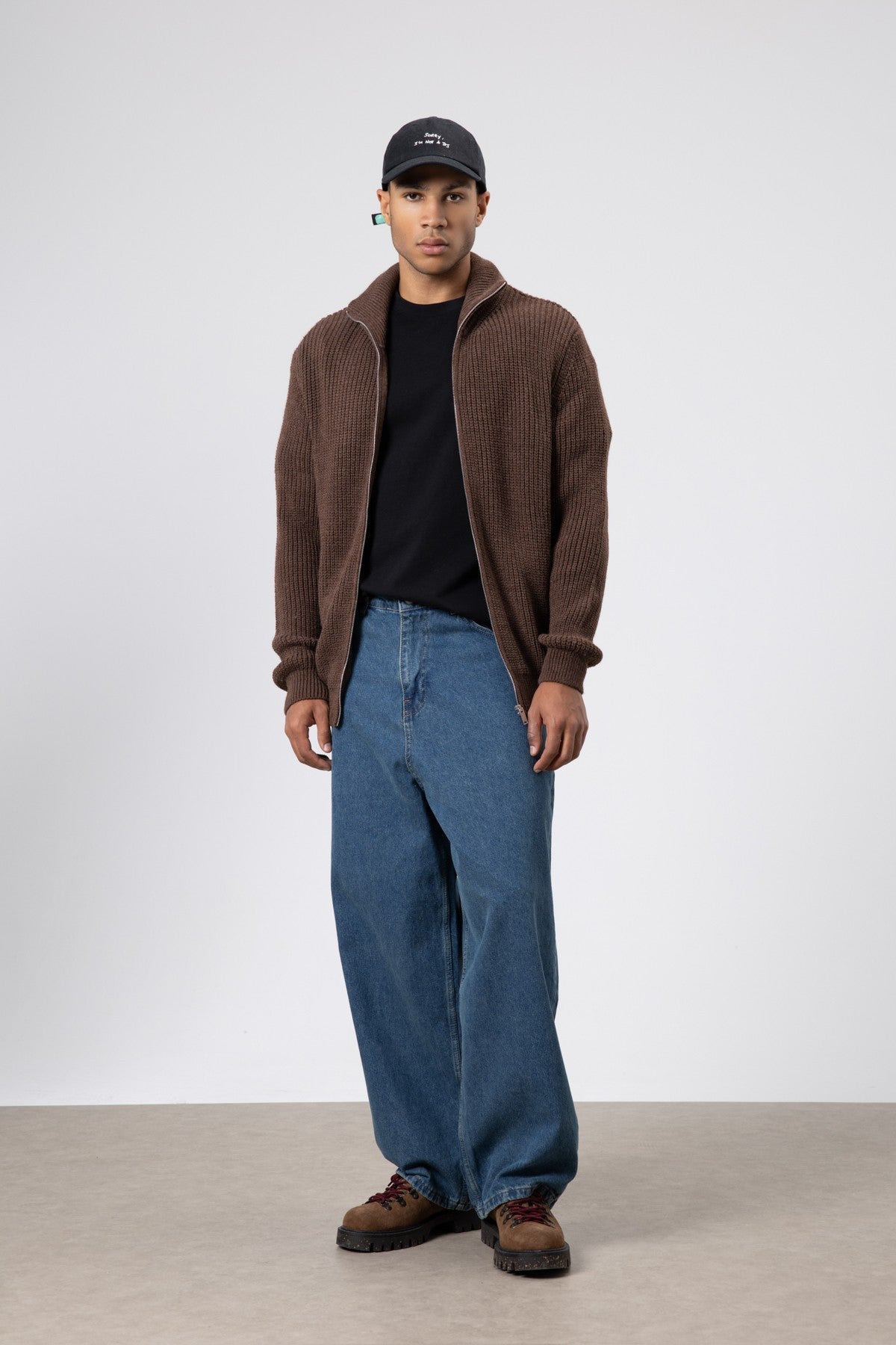 Oversize Fermuarlı Triko Hırka