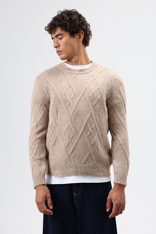 Oversize Desenli Triko Kazak