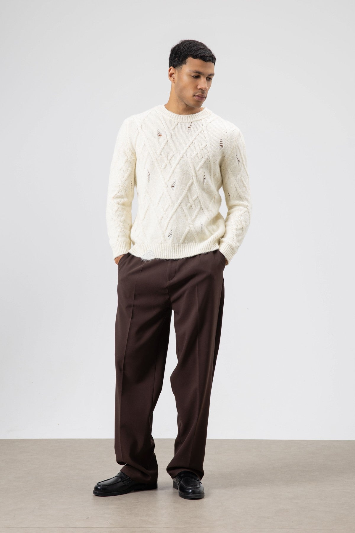 Oversize Desenli Triko Kazak