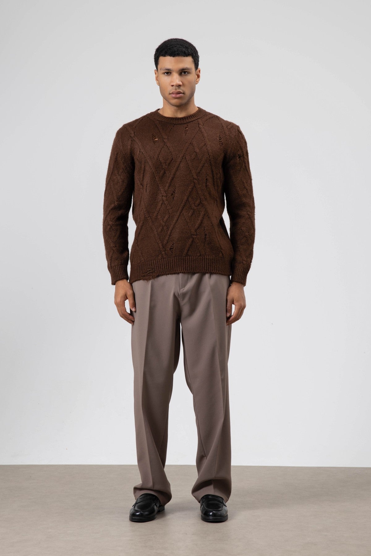 Oversize Desenli Triko Kazak