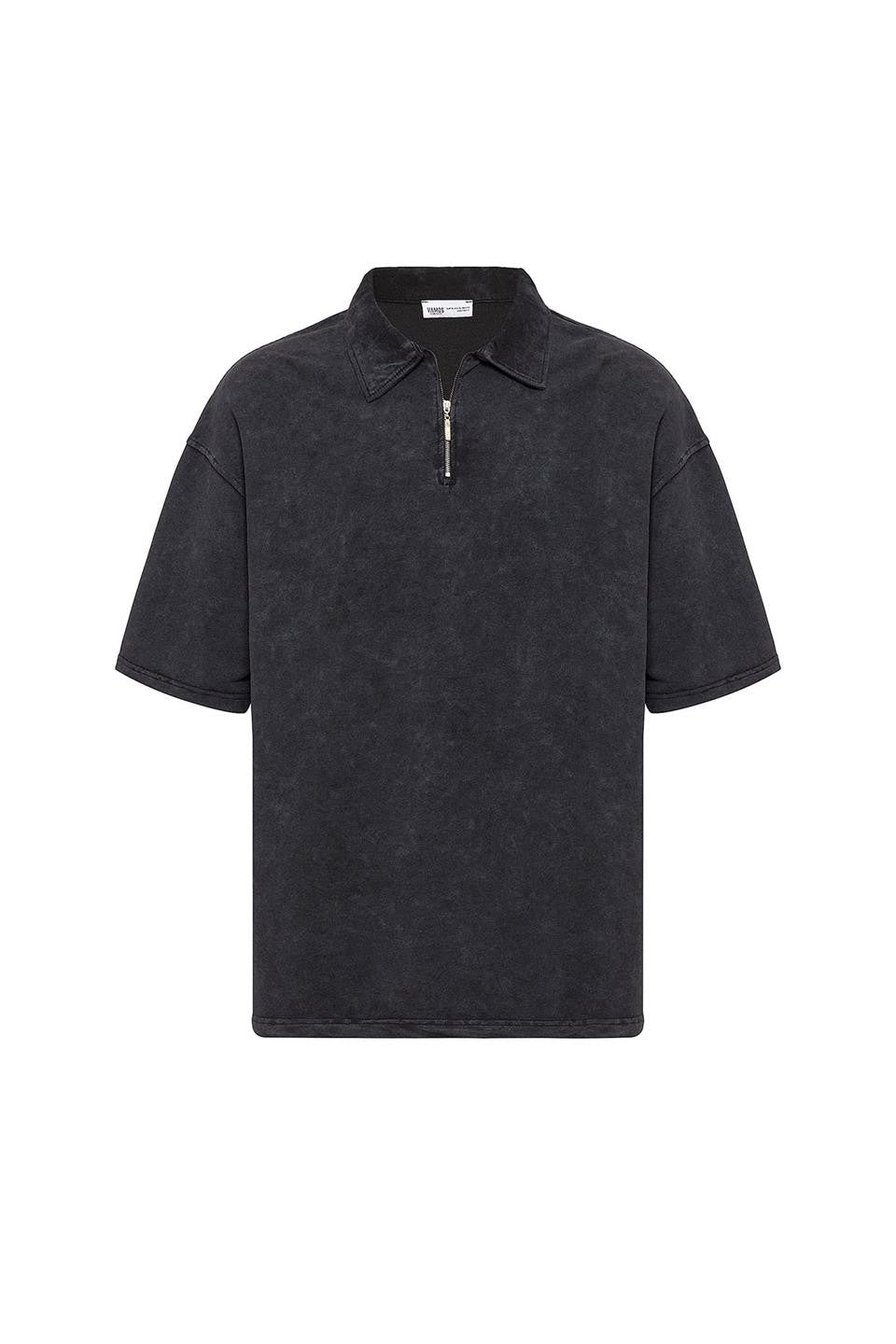 Polo Yaka Oversize Yıkamalı Tişört