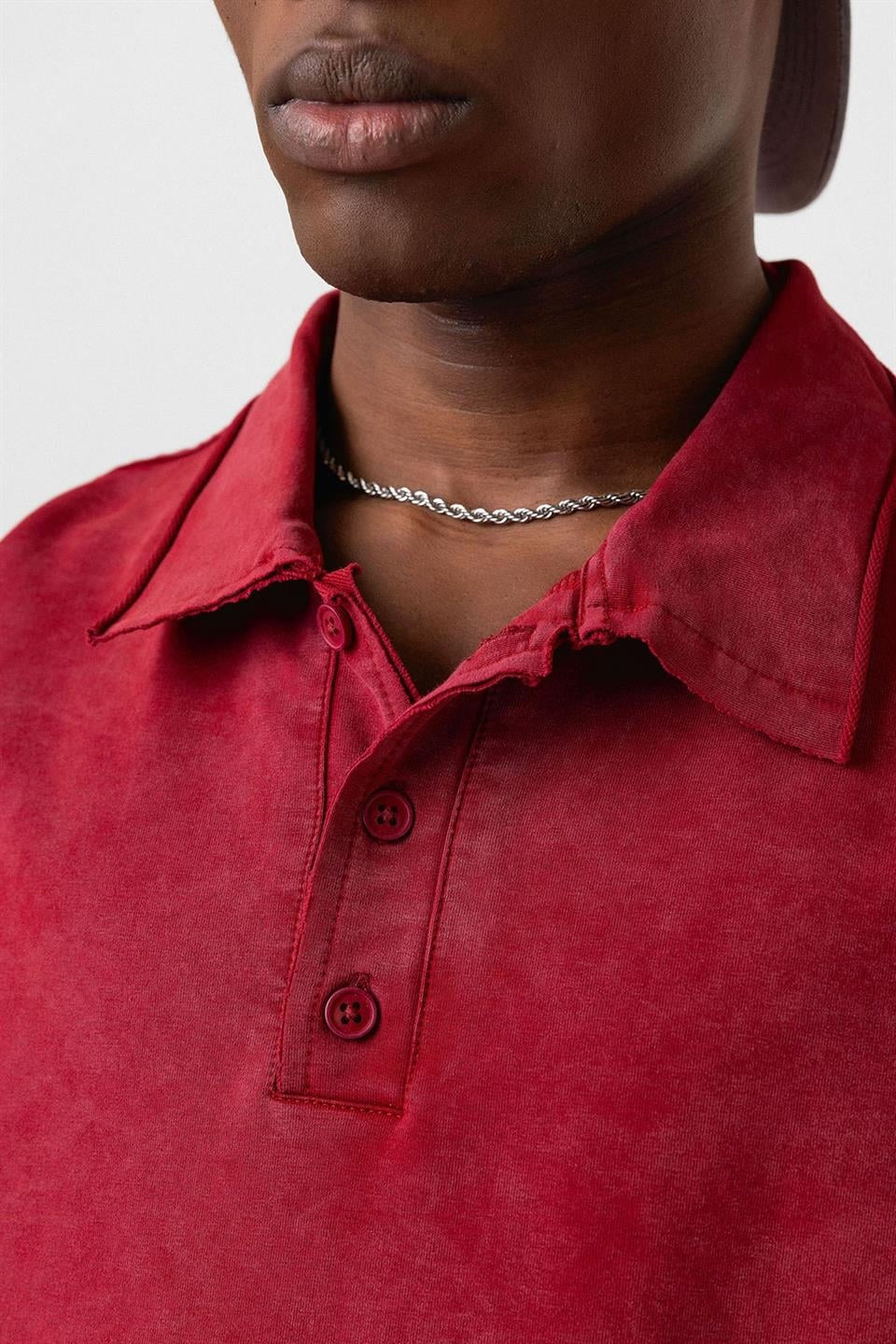 Polo Yaka Yıkamalı Oversize Tişört