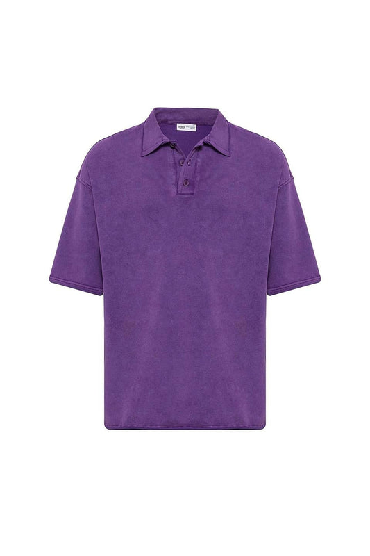 Polo Yaka Yıkamalı Oversize Tişört