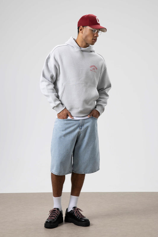 Oversize Yıkamalı Boxy Fit Kapüşonlu Sweatshirt