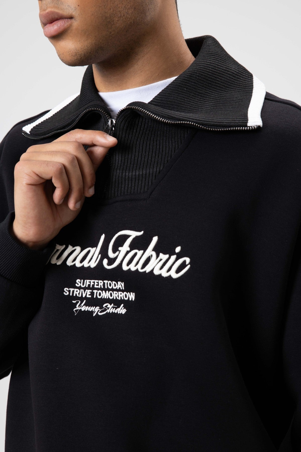 Oversize Fermuarlı Yaka Sweatshirt