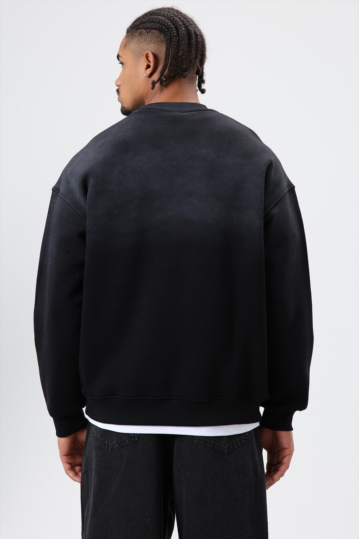 Yıkamalı Taş Detaylı Oversize Sweatshirt