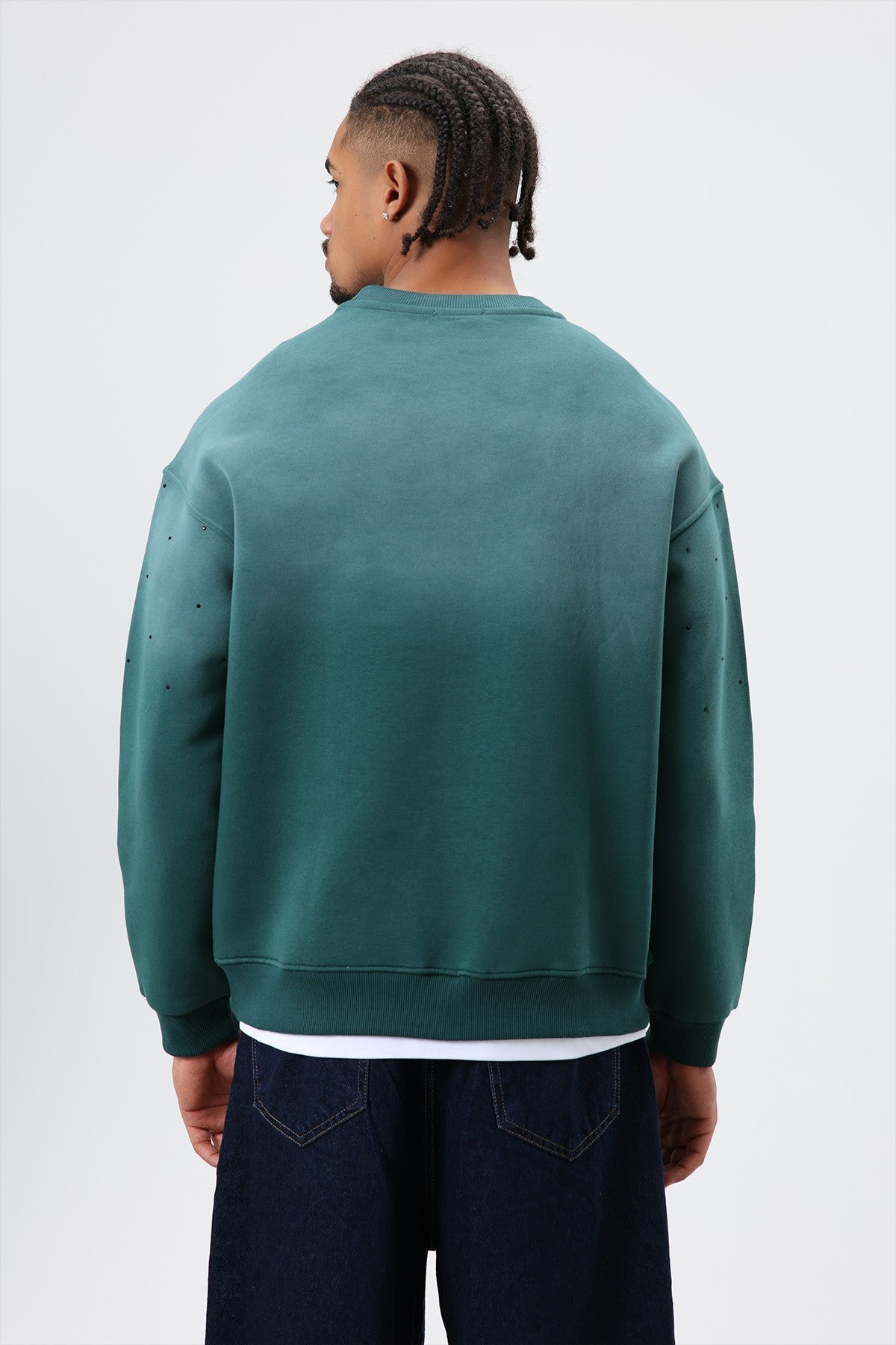 Yıkamalı Taş Detaylı Oversize Sweatshirt