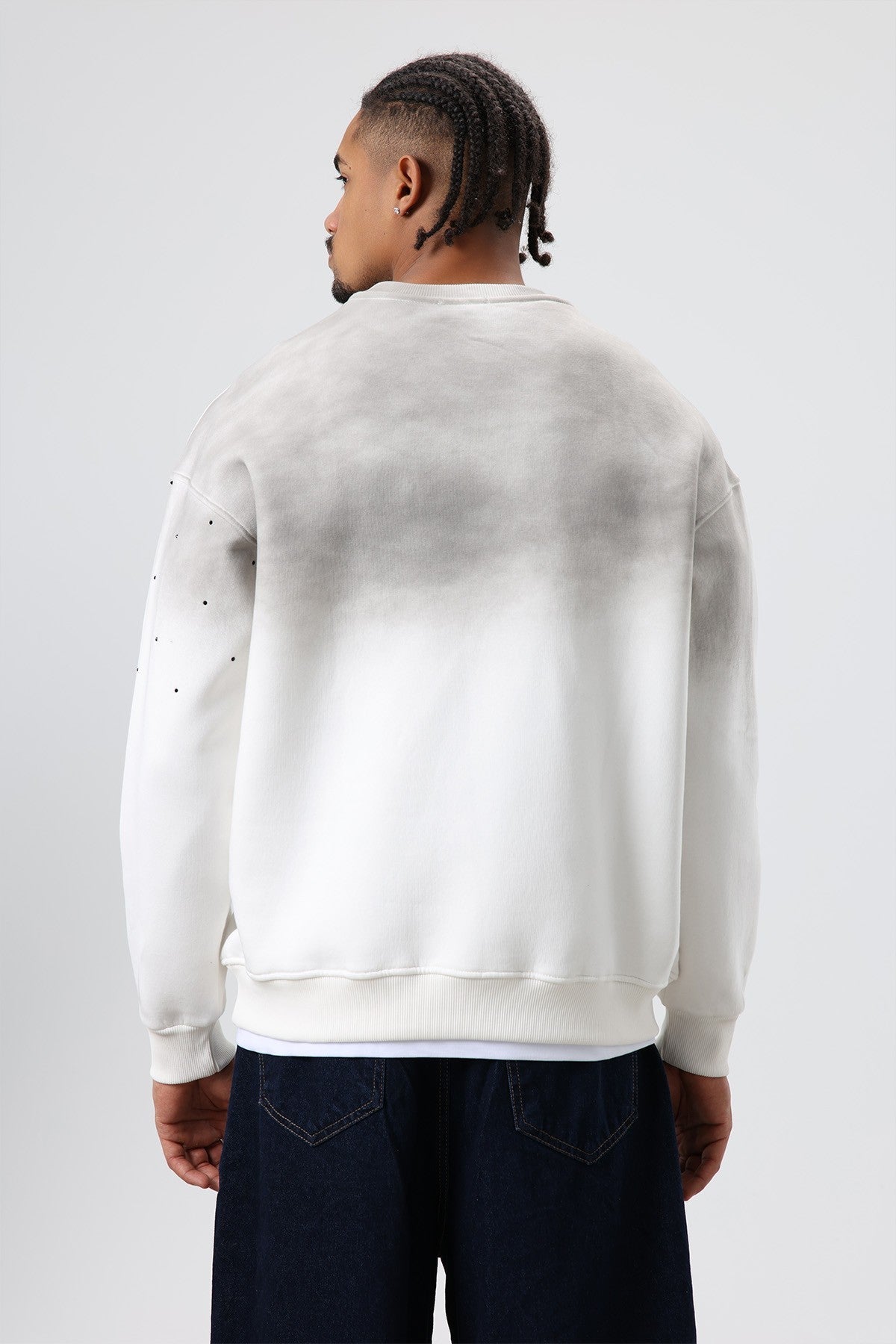 Yıkamalı Taş Detaylı Oversize Sweatshirt