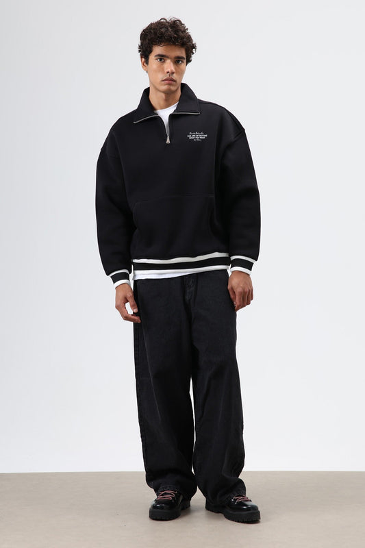 Oversize Polo Yaka Sweatshirt