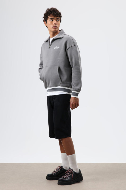 Oversize Polo Yaka Sweatshirt