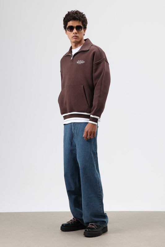 Oversize Polo Yaka Sweatshirt