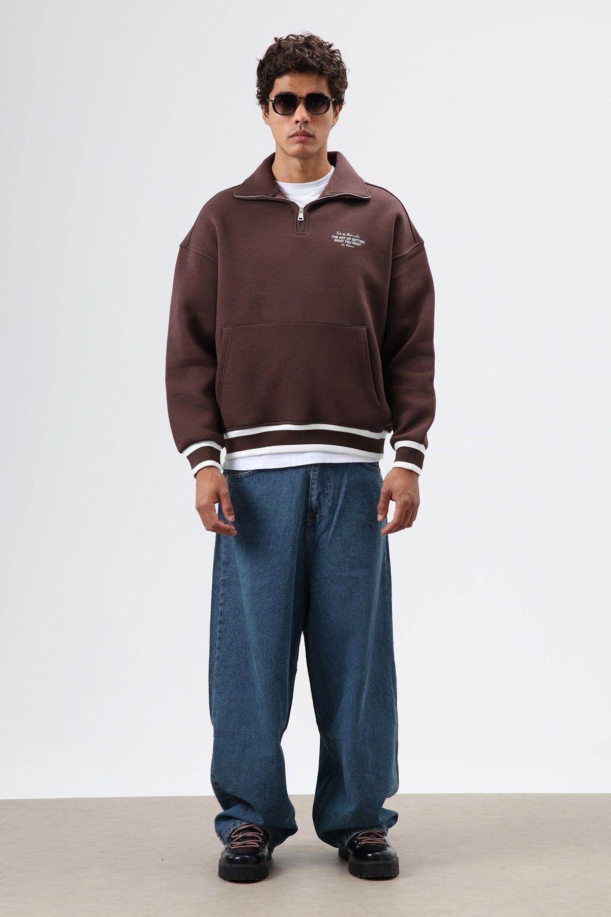 Oversize Polo Yaka Sweatshirt