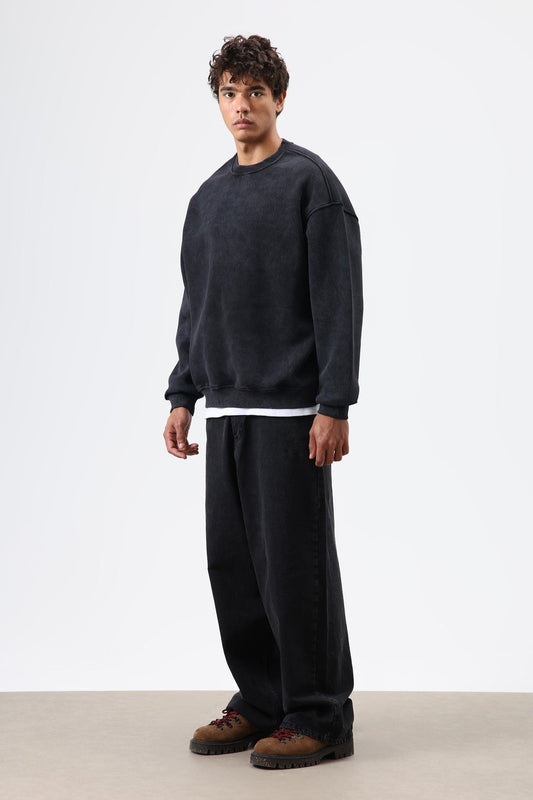 Basic Oversize Yıkamalı Sweatshirt